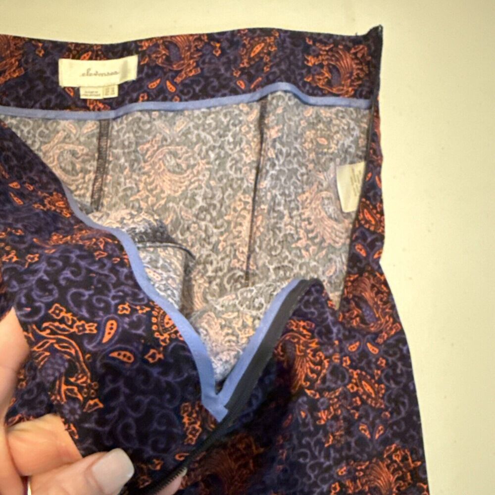 Elevenses Anthropologie Pants Paisley Wide Leg Palazzo Boho Flowy Purple Size 12 - Picture 5 of 12